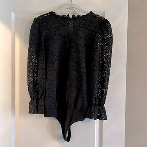 Express Black Lace Long Sleeve Bodysuit